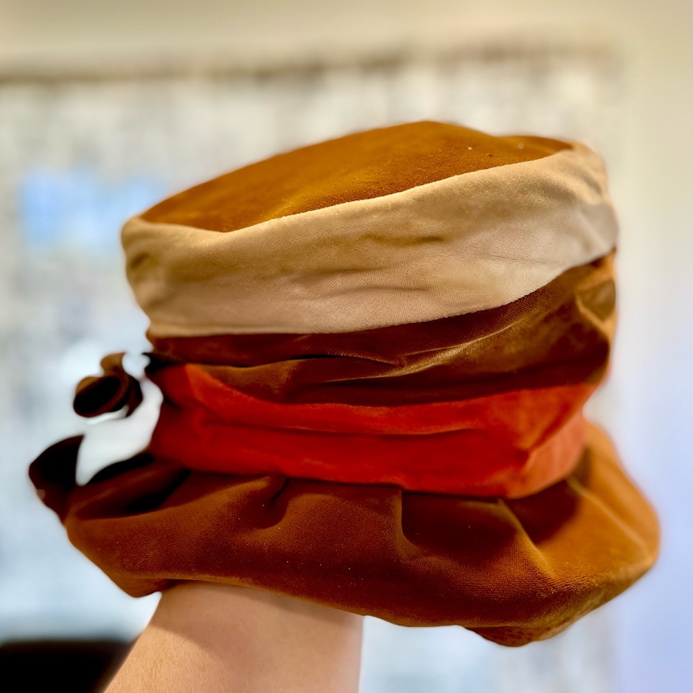 Super Cool Vintage 1960s Hat, tri-color Velvet  Made in New York